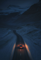 Night drive in the mountains