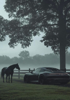 Porsche and a horse